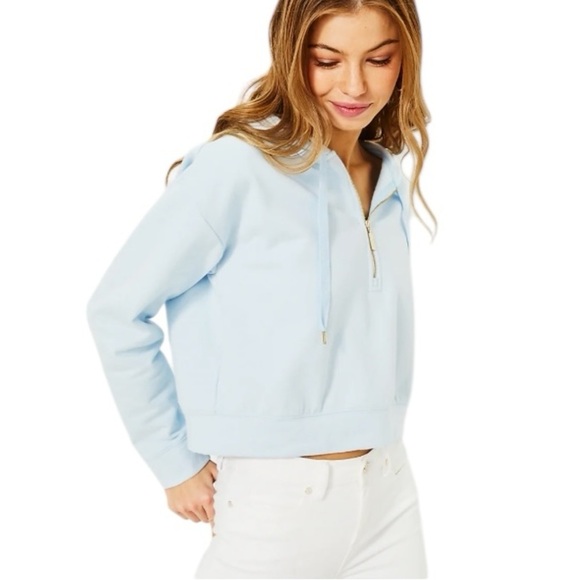 Lilly Pulitzer - NWT Kirstie Long Sleeve Hoodie Pastel Lunar Blue Sz XXS - Picture 7 of 8